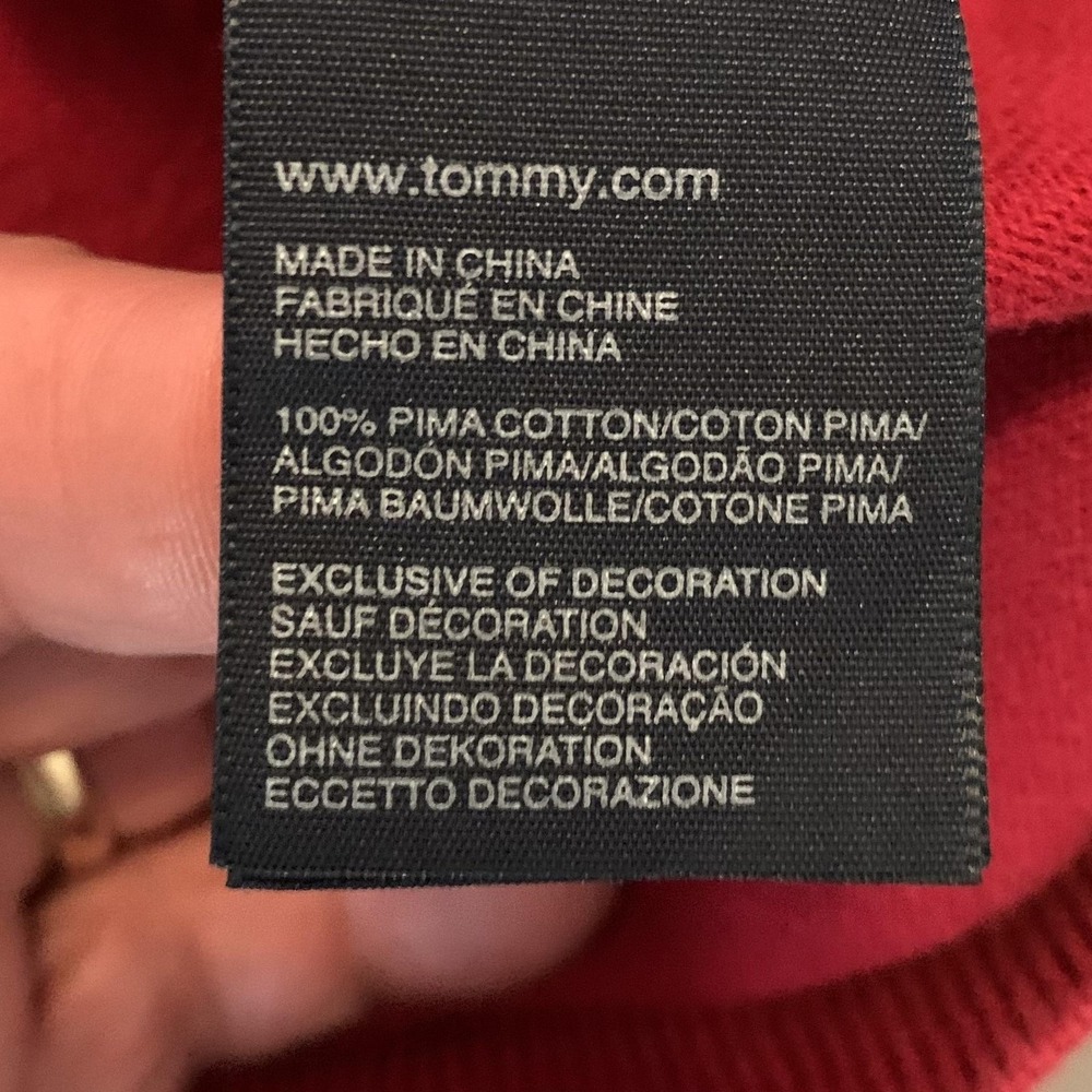 Tommy Hilfiger Sweater‎ Woman's XL Red Argyle V Neck Pima Cotton Pullover Preppy - Picture 3 of 7